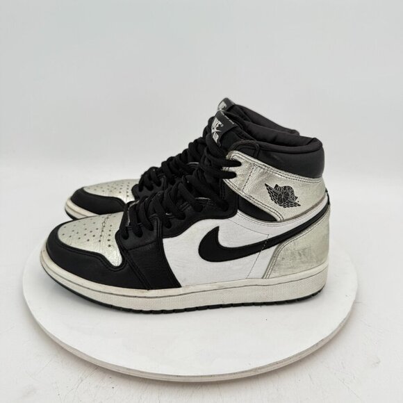 Nike Air Jordan 1 Retro High Men Size 7.5 CD0461-001 Black White Silver Toe Shoe - Picture 1 of 11